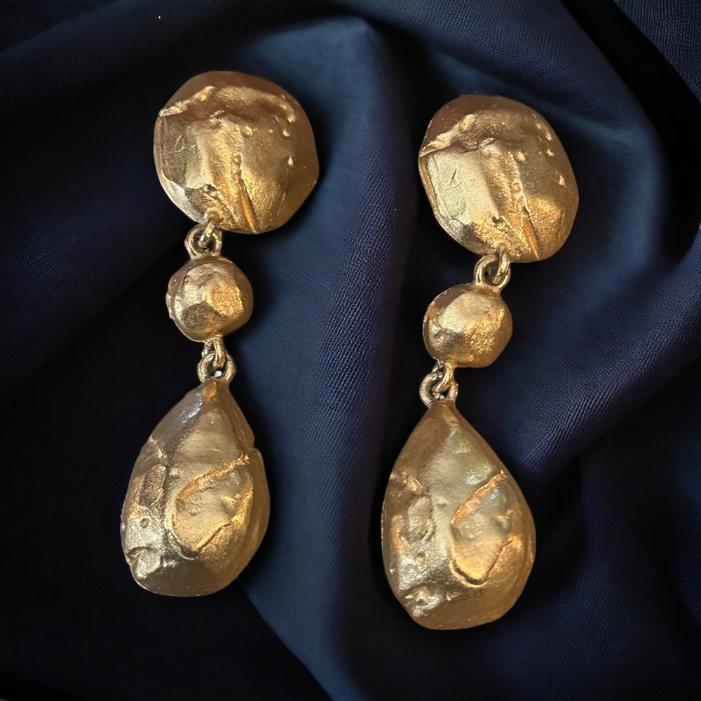 Vintage Givenchy golden asteroid clip on dangle earrings
